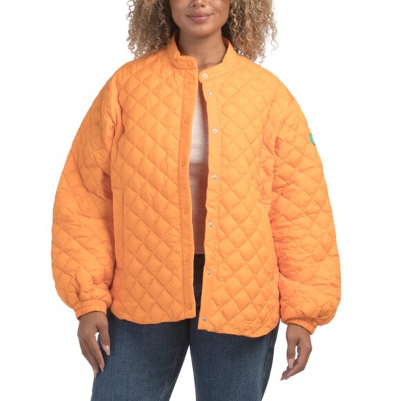 SAVE THE DUCK Sunshine Orange Diamond Quilted Jacket - Picture 1 of 2